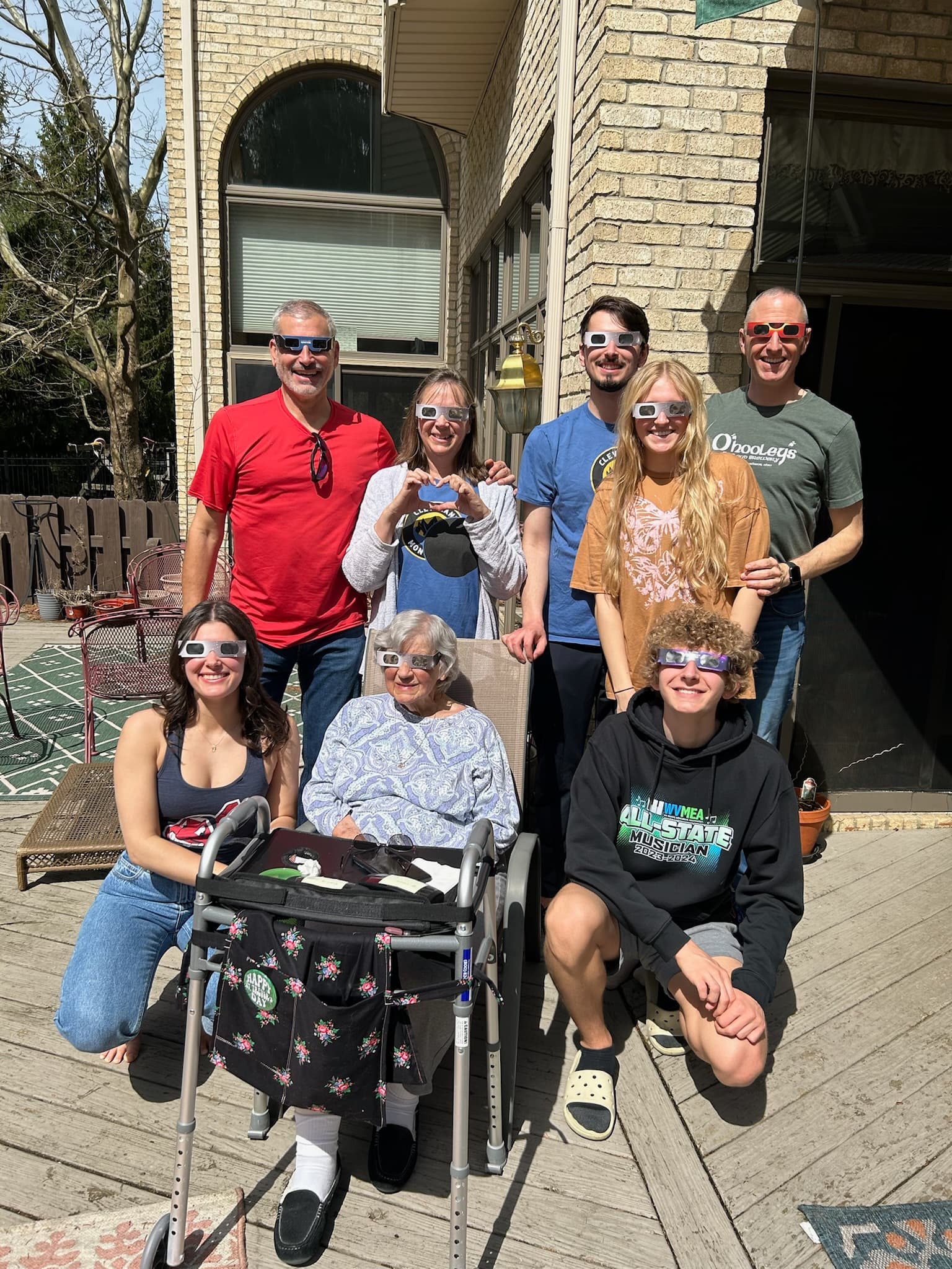 Grandma Mary, with family, ready to view the total solar eclipse of 2024