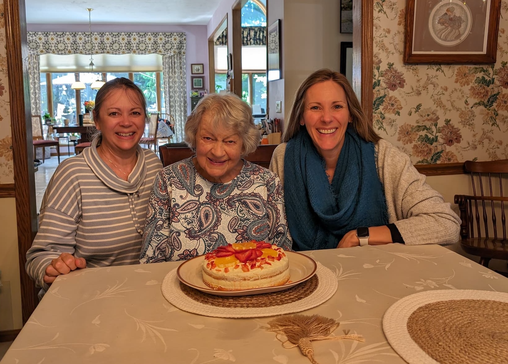 Mary with her daughters Susan and Linda