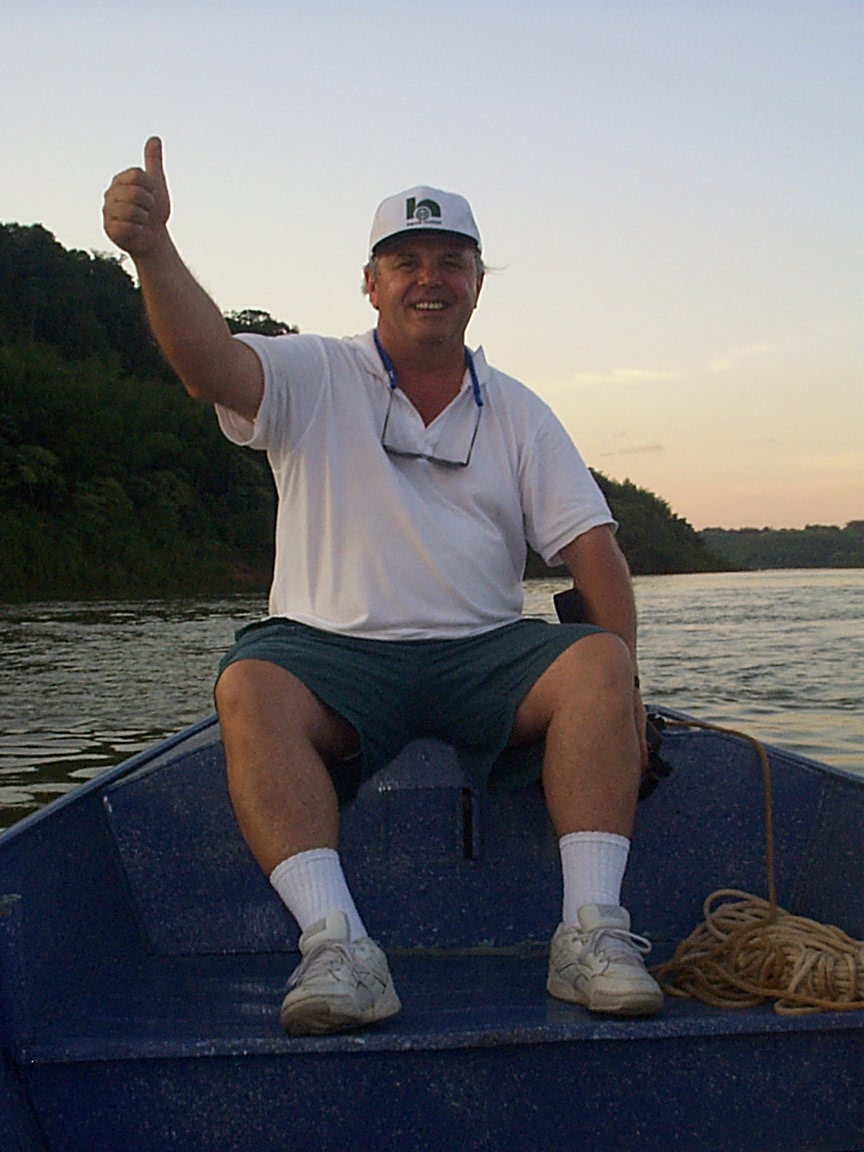 Pap, flashing a happy thumbs up on his fishing boat